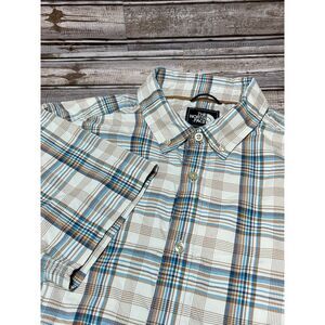The North‎ Face Men's Shirt Sleeve Button Up Shirt Off White Blue